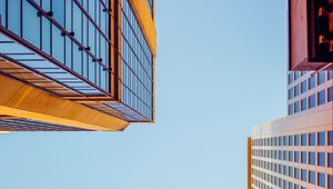 Preview wallpaper buildings, bottom view, facade, sky