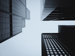 Preview wallpaper buildings, bottom view, facade, windows, sky