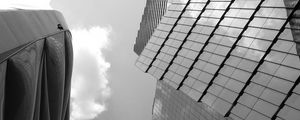 Preview wallpaper buildings, bottom view, facades, architecture, bw