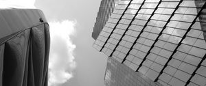 Preview wallpaper buildings, bottom view, facades, architecture, bw