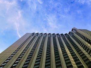 Preview wallpaper buildings, bottom view, facades, architecture, sky