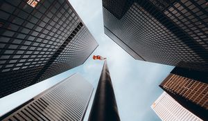 Preview wallpaper buildings, bottom view, flag, canada