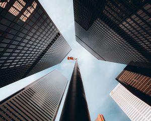 Preview wallpaper buildings, bottom view, flag, canada