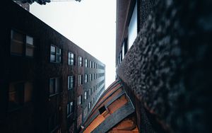 Preview wallpaper buildings, bottom view, sky