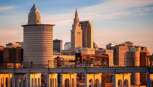 Preview wallpaper buildings, bridge, architecture, city, cleveland, usa