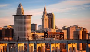 Preview wallpaper buildings, bridge, architecture, city, cleveland, usa