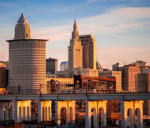 Preview wallpaper buildings, bridge, architecture, city, cleveland, usa