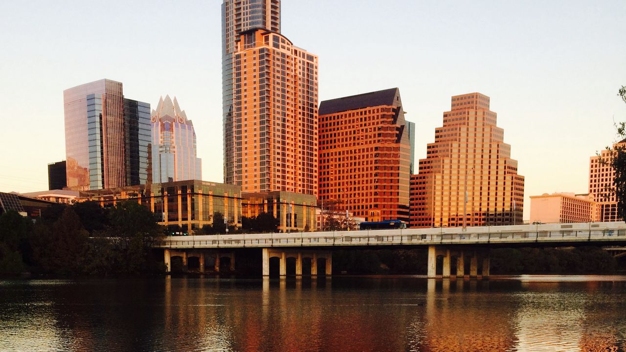 Wallpaper buildings, bridge, river, city, architecture