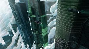 Preview wallpaper buildings, cars, sky, future, sci-fi, art