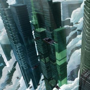 Preview wallpaper buildings, cars, sky, future, sci-fi, art
