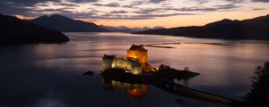 Preview wallpaper buildings, castle, island, sea, evening