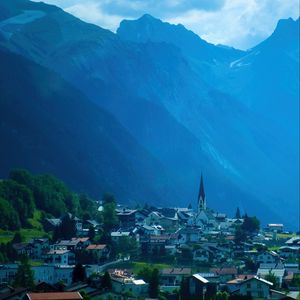 Preview wallpaper buildings, chapel, tower, mountains