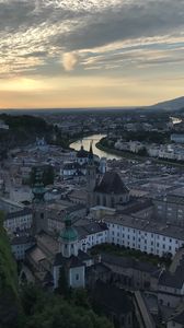 Preview wallpaper buildings, churches, river, city, aerial view