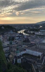 Preview wallpaper buildings, churches, river, city, aerial view