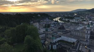 Preview wallpaper buildings, churches, river, city, aerial view