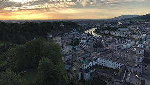 Preview wallpaper buildings, churches, river, city, aerial view