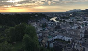 Preview wallpaper buildings, churches, river, city, aerial view