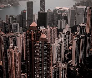 Preview wallpaper buildings, city, aerial view, architecture, metropolis, hong kong