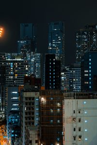 Preview wallpaper buildings, city, aerial view, skyscrapers, night, architecture