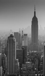 Preview wallpaper buildings, city, aerial view, skyscrapers, architecture, bw, new york