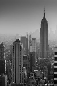 Preview wallpaper buildings, city, aerial view, skyscrapers, architecture, bw, new york