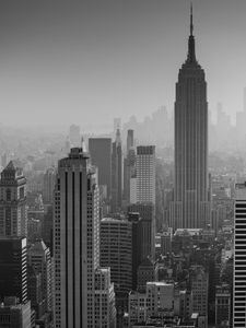 Preview wallpaper buildings, city, aerial view, skyscrapers, architecture, bw, new york