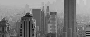 Preview wallpaper buildings, city, aerial view, skyscrapers, architecture, bw, new york