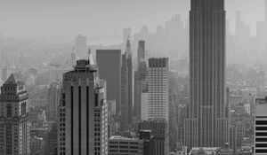 Preview wallpaper buildings, city, aerial view, skyscrapers, architecture, bw, new york