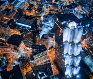 Preview wallpaper buildings, city, aerial view, architecture, metropolis, night