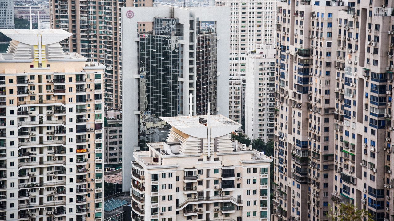 Wallpaper buildings, city, aerial view, architecture, high-rise