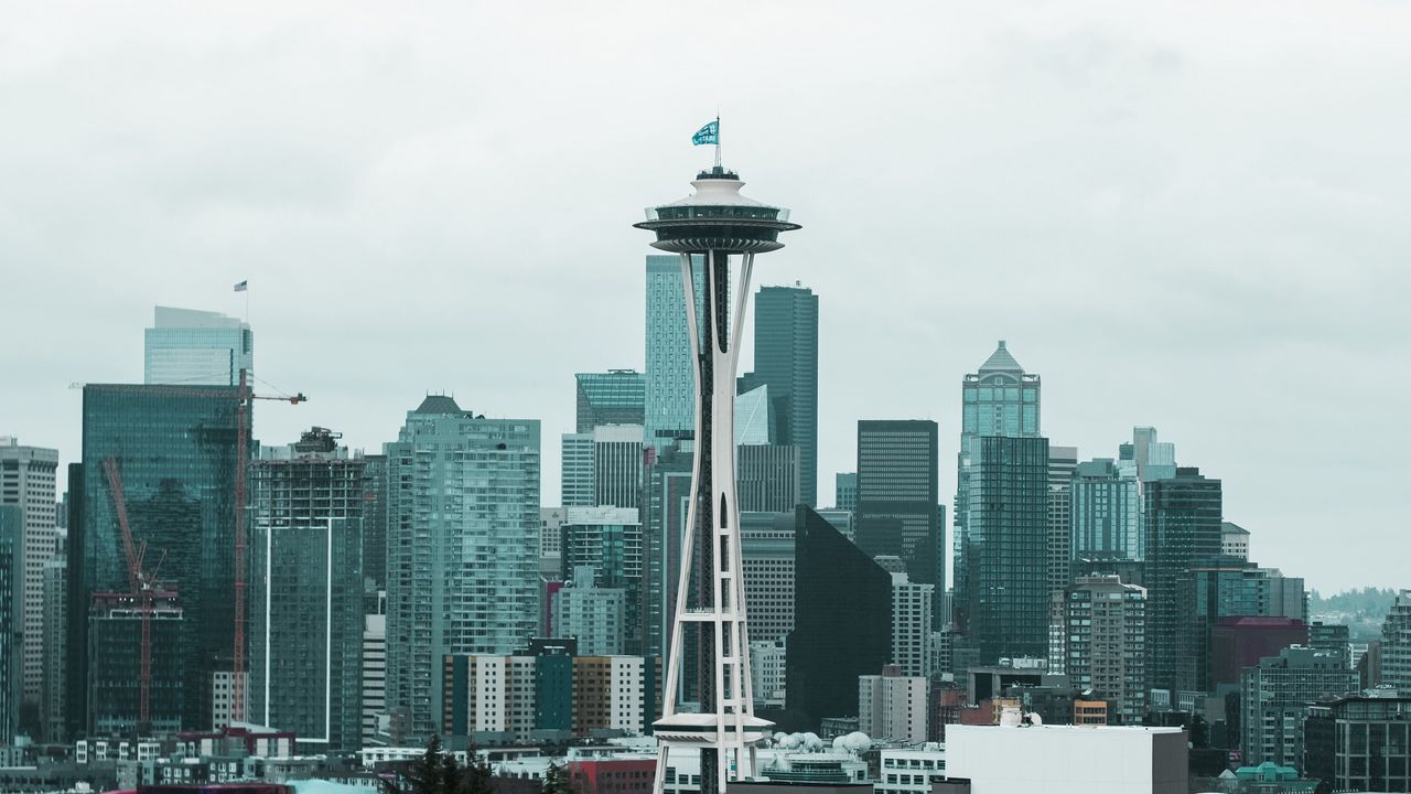 Wallpaper buildings, city, aerial view, architecture, seattle, usa