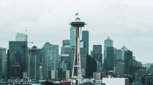 Preview wallpaper buildings, city, aerial view, architecture, seattle, usa