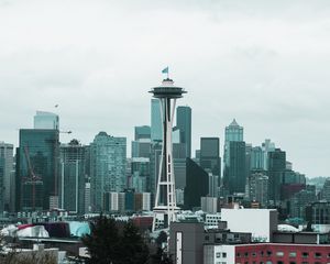 Preview wallpaper buildings, city, aerial view, architecture, seattle, usa