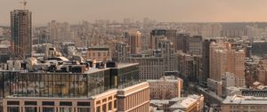 Preview wallpaper buildings, city, aerial view, snow, winter, kiev, ukraine