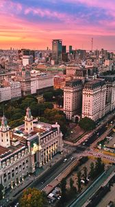 Preview wallpaper buildings, city, architecture, road, sunset