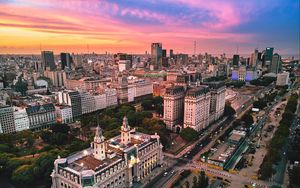 Preview wallpaper buildings, city, architecture, road, sunset