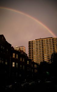 Preview wallpaper buildings, city, architecture, rainbow, sky