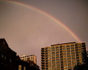 Preview wallpaper buildings, city, architecture, rainbow, sky