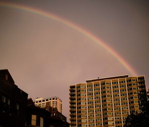 Preview wallpaper buildings, city, architecture, rainbow, sky