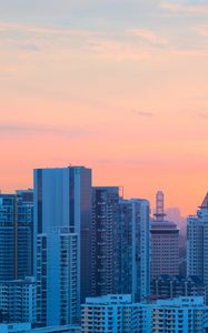 Preview wallpaper buildings, city, architecture, evening, sunset