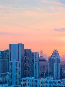 Preview wallpaper buildings, city, architecture, evening, sunset