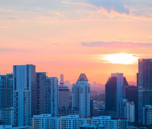 Preview wallpaper buildings, city, architecture, evening, sunset