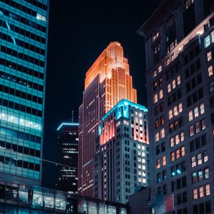 Preview wallpaper buildings, city, architecture, night, lights, long exposure