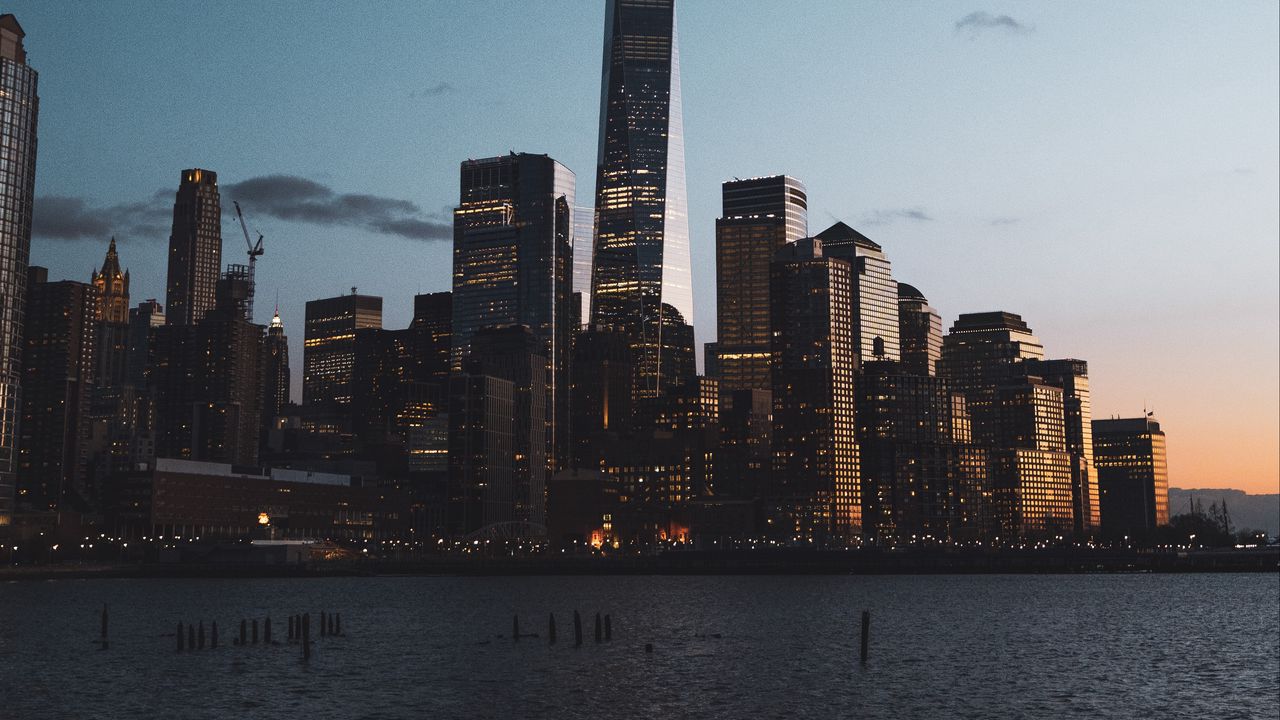 Wallpaper buildings, city, architecture, coast, dusk