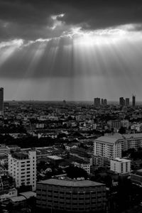 Preview wallpaper buildings, city, black and white, sky, sunlight