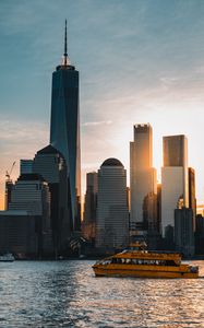 Preview wallpaper buildings, city, boat, water, new york