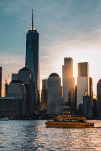 Preview wallpaper buildings, city, boat, water, new york