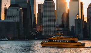 Preview wallpaper buildings, city, boat, water, new york