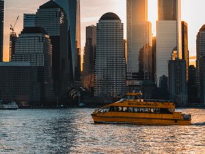 Preview wallpaper buildings, city, boat, water, new york