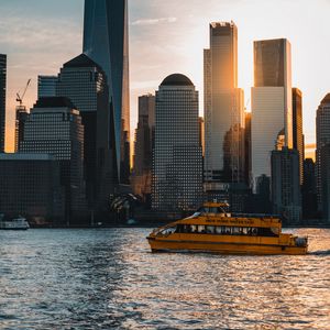 Preview wallpaper buildings, city, boat, water, new york